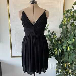 V-neck rushed little black dress